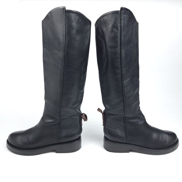 Free People Horse Girl Bryce Equestrian Slouchy Knee Riding Boots Black Leather - Picture 8 of 16